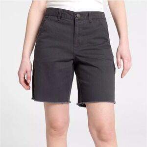 ALPINE DESIGN Bermuda Short Womens 6 Black Herringbone Utility Raw Hem Gorpcore